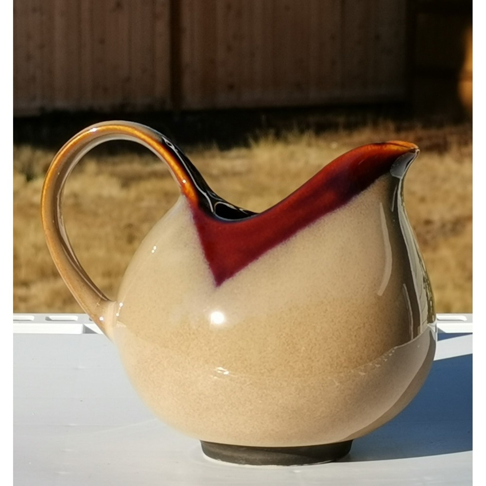 Vintage Sango Nova Brown Glazed Two Tone Stoneware Creamer